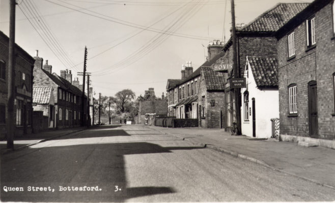 BOT025_008_MS Queen St 2 Postcard of Queen Street, looking northwards, old Coop on left.