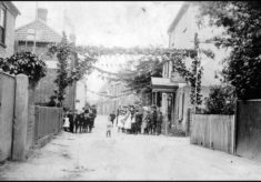 Chapel Street, children and bunting, 1911 Coronation celebrations.