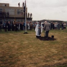 BOT035_014_PET_1997_airfieldmemorialtree_05 Planting the Memorial Tree at RAF Bottesford, 1995.