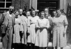 Group of village ladies outside No.10 Downing Street