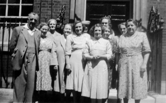 BOT111_002_Phil Taylor_0002 Group of village ladies outside No.10 Downing Street