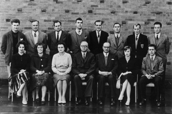 Staff of Belvoir High School, Bottesford, soon after it opened.
