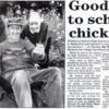 Goodbye to School chickens - Chip's retirement in 2000.