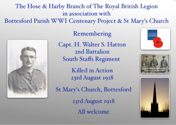 Remembering Capt. H. Walter S. Hatton, 2nd Bn., South Staffs., Regiment