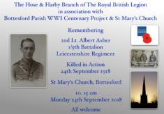 Remembering 2nd Lt. Albert Asher, 1/5th Battalion, Leicestershire Regiment