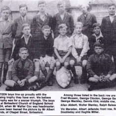 BOT037_056 Marstons_03_02 This is a scan of a photocopy of a newspaper cutting belonging to the Marston family, originally published in 1934 by the Grantham Journal, with the original caption in which Vic , oldest son of Arthur and Evelyn Marston, is identified here as Vic Marsden. | From a photograph belonging to the Marston family.