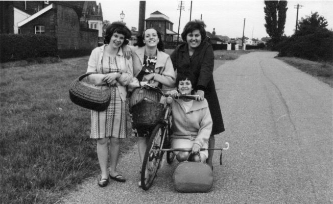 Friends together outside Bottesford station, c.1970. | Mrs Anne Hewitt, Bottesford Local Heritage Archive