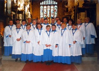 St. Mary’s choir, Choir Master Paul Willcock, 1999. | Bottesford Local History Archive, by permission of Judith Wells, Bottesford Vestry.