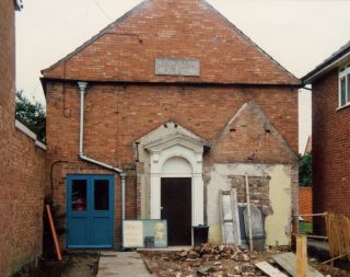 The original doorway exposed during renovations of the front of the chapel, with the addition of an access ramp, in 2007. | Bottesford Local History Archive