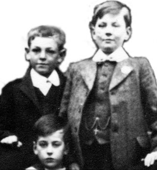 Three brothers of the Hallam family: Edgar (left), Fred (right) and George (front). | Bottesford Local History Archive