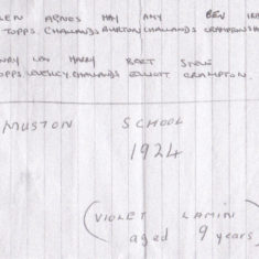Photo of the separate sheet with the names of the school children in the photo of Muston Village School in 1924. | Linda Clayton, Bottesford Local History Archive