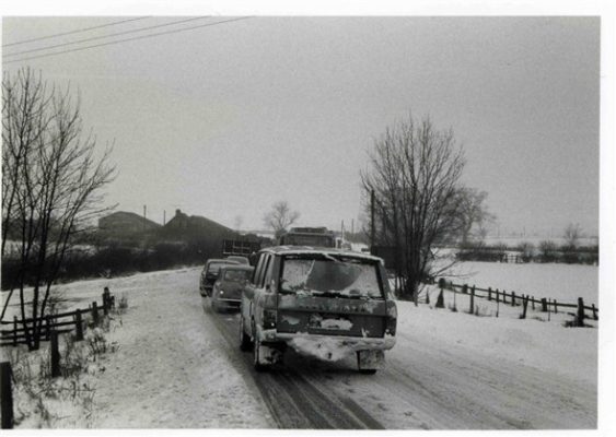 BOT042_002 Bottesford_snow_1979LR Winter 1979, Nottingham Road, approaching Bottesford