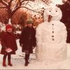 Winter 1982, making a snowman