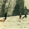 Winter 1982, tobogganing at Muston