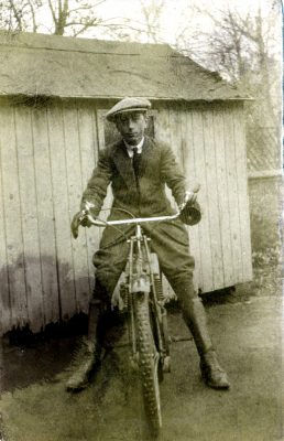 BOT189_045 DKI_2 07_v2 Alan Foster, on motorbike at Pasture Farm, Plungar