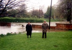 Mr & Mrs Kirk by the flooded ford, Good Friday 1998