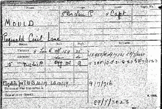 Reginald Cecil Lane Mould's Medal Index Card | From the National Archive