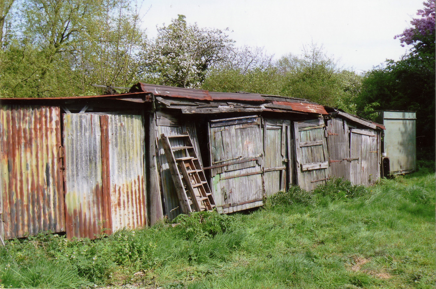 Improvised sheds at the Lock House