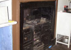 The cooking range in the kitchen.