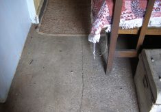 The lime-ash concrete bedroom floor