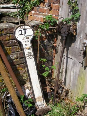 'Bric a brac': one of the canal distance markers, perhaps from the adjacent lock | Neil Fortey