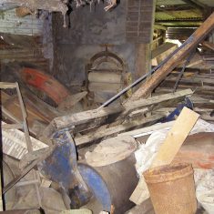 The chaotic jumble of bits of wood, the mangle, a tractor tyre, a roller, etc. BOT196/098 | Neil Fortey