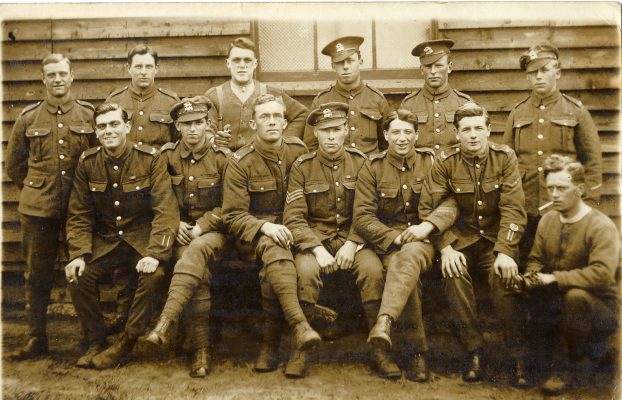 A group of infantrymen of the Leicestershire Regiment during the First World War | From Janet Dammes' family archive.