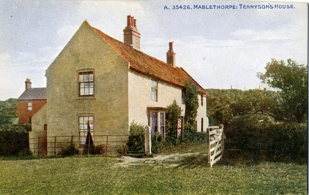 A postcard showing Alfred Tennyson's house at Mablethorpe, a short ride along the coast from Skegness. This was where his clergyman father, George Clayton Tennyson, brought the family to pass the summers c.1830, away from their home in the rectory at Somersby near Spilsby. | From Janet Dammes' family archive.