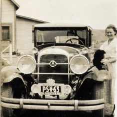 The Marston family car, and standing next to it a young woman who may be Daphne, their niece from Bottesford. | Janet Dammes
