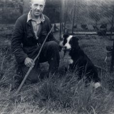 BOT177_052 Marston album2 13 The caption next to the photo reads, 'Floss and her boss, F.L.C.B. Marston, Riverside Cottage, Bottesford, Nottingham, 1956.' | Janet Dammes