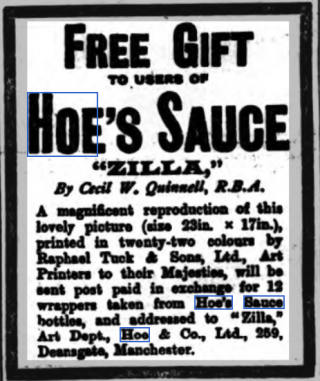 Hoe advert #1 1906 Hoe's Sauce advertiesement from the Manchester Evening News, March 1906. | British Newspaper Archive