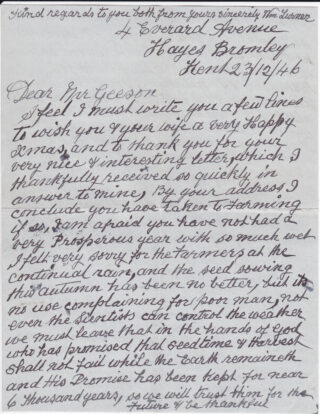 The first page of the later letter. | Bottesford Local History Archive