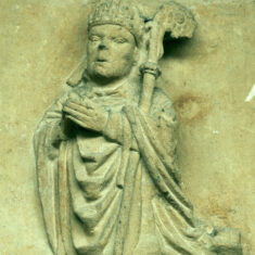 P1050417_07 The image of John Marshall, Bishop of Llandaff, which stands on top of the carving of his shield above the first pillar of the south nave arcade. A native of Bottesford, Marshall left a considerable bequest for the church in his will. | Neil Fortey