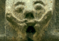 Gargoyles, grotesques and fleurons on the parapet frieze of the Tower at St Mary's.