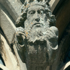 On the southern side of the clerestory, a prince and a king are seen. Their identities are not recorded. This is the king, with his orb on his left hand and perhaps a sword (now lost) in his right hand. | Neil Fortey