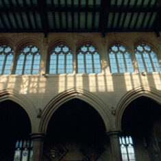 The inside of the clerestory: light is flooding in, but it may be hard to see the carvings. | Neil Fortey