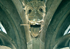 Carved figures on the inside of the clerestory