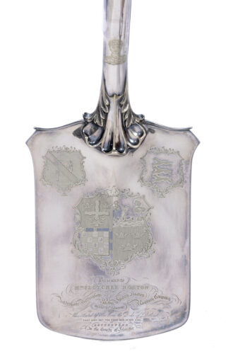 Picture 1 Station spade#1 The silver spade presented “to Mrs Fletcher Norton on the 19th February 1847 when assisted by His Grace the Duke of Rutland that lady cut the first sod of the line at Bottesford ...