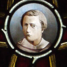 RichardNorman_020610_32_v4_roundel The roundel in the upper part of the lower of the two windows at the eastern end of the northern wall of the chancel. It contains a true portrait of Richard Norman (d.1874), the elder son of Canon Frederick Norman, who was Rector of Bottesford (1846— 1889) and Lady Adeliza Norman. | Neil Fortey